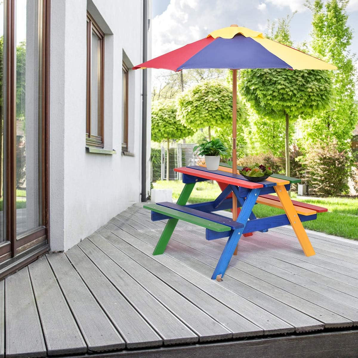 TRÄDGÅRDSMÖBLER Set med färger - Multicolor, Trä - COSTWAY