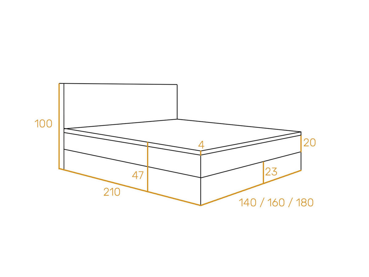 BOXBETT Panama 140x200 Grau - Grau, Textil/Metall (140/200cm) - VLR BEDS