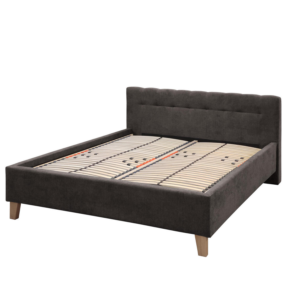 POLSTERBETT - Samt - Dunkelgrau, Holz/Textil (200/200cm) - home24
