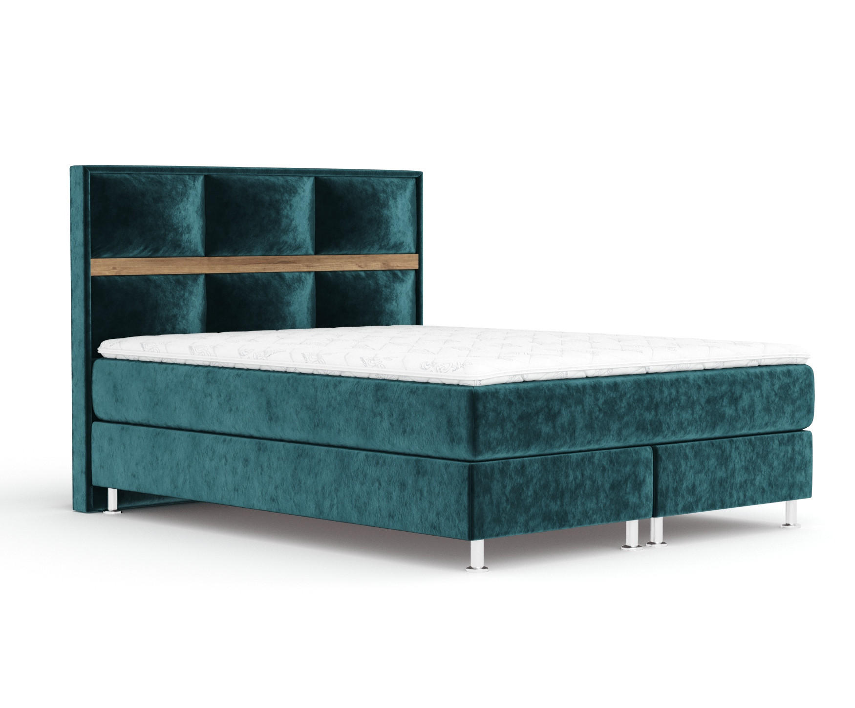 BOXSPRINGBETT Soto Türkisfarben 160/200 cm mit Latex-Topper - Türkis/Silberfarben, Holz/Holzwerkstoff (160/200cm) - Maison de Reve