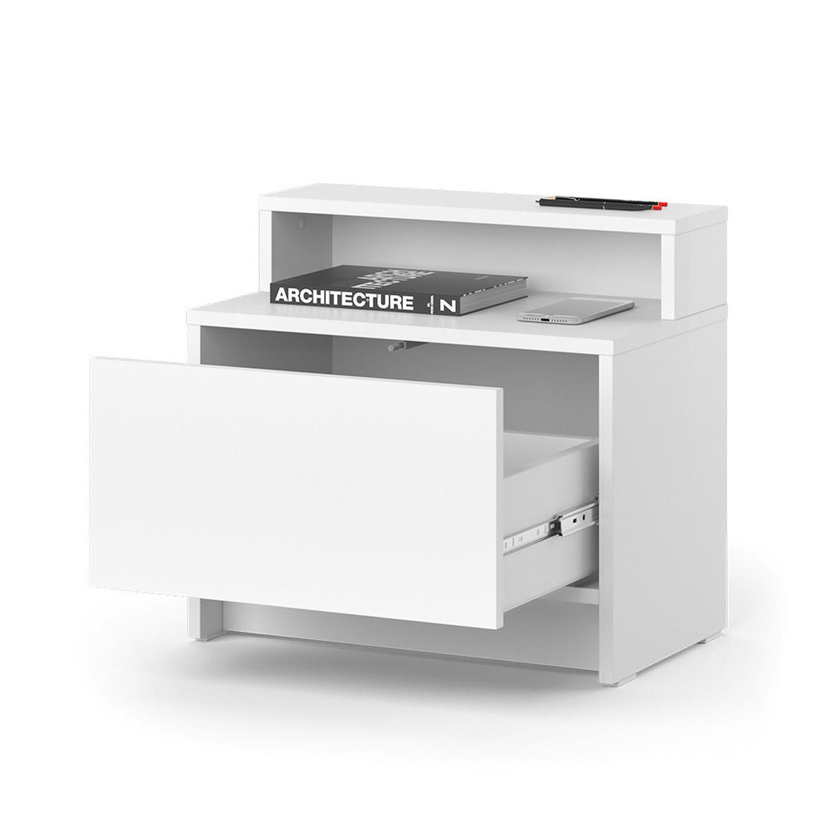 NACHTKOMMODE Naara Weiß 50.2 x 46.4 cm - Weiß, Holzwerkstoff (50.2/46.4/30.7cm) - Vicco