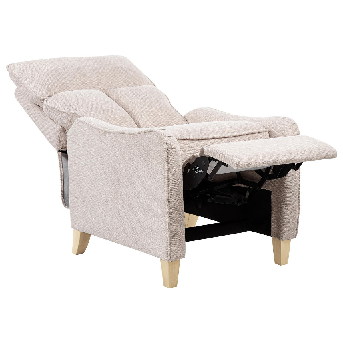 SESSEL hellbeige manuell verstellbar Royston - Hellbraun/Beige, Textil (68/108/73cm) - Beliani