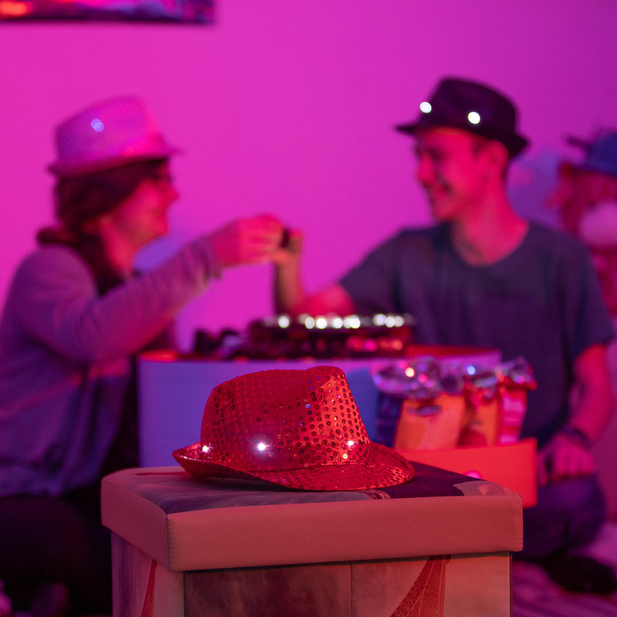 2XPAILLETTENHUT - Rosa, Textil (20/12/27.5cm) - Relaxdays