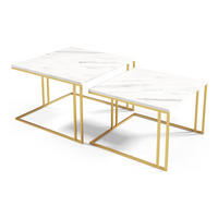 COUCHTISCH Astro Bianco Marmor / Gold (2er-Set) - Goldfarben/Weiß, Holz/Holzwerkstoff (76/142/50cm) - Feldmann-Wohnen