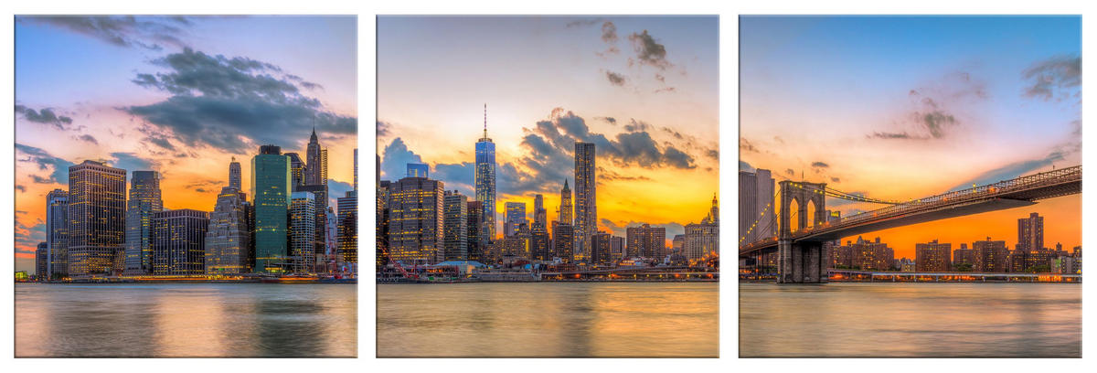 BILDER-SET aus Glas je 50x50 cm New York Skyline - Anthrazit, Glas (150/50cm) - artissimo