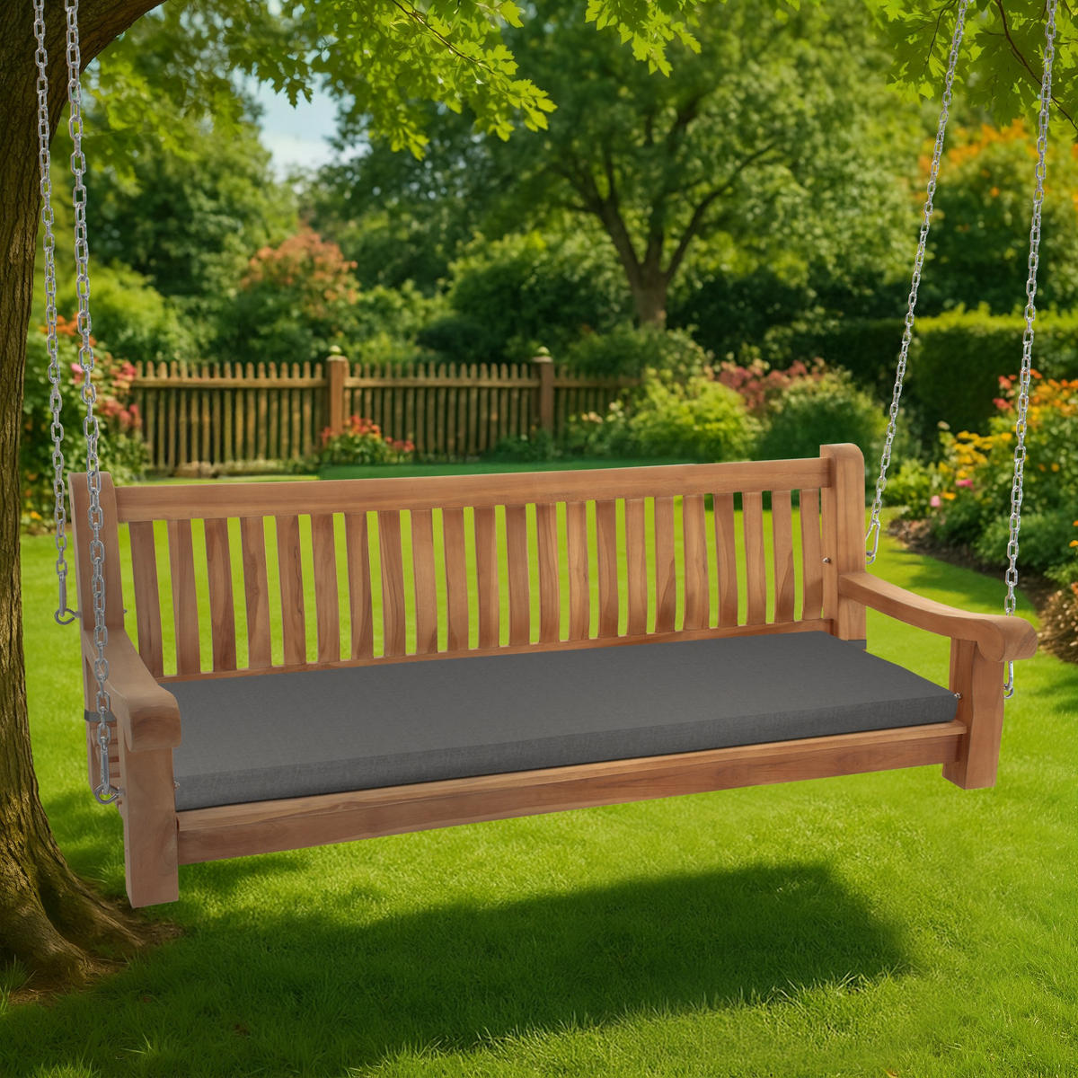SCHAUKELBANK Muver Holz Dunkelgrau Hängebank - Dunkelgrau, Holz (180/62/70cm) - DELUKE