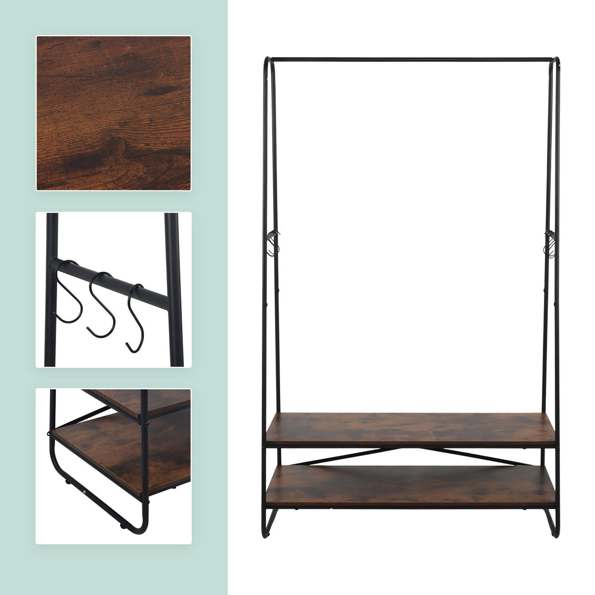 KLEIDERSTÄNDER - Multicolor, Holzwerkstoff/Metall (100/160/45cm) - Relaxdays