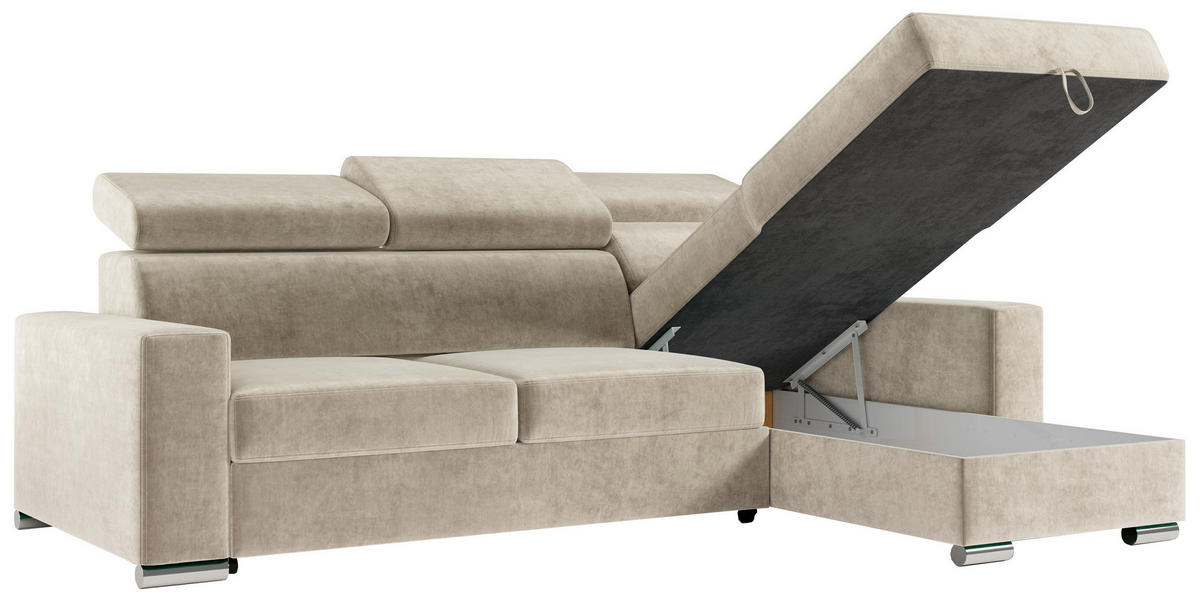 ECKSOFA FOX-L Beige - Beige/Silberfarben, Kunststoff/Textil (242/168cm) - MKS