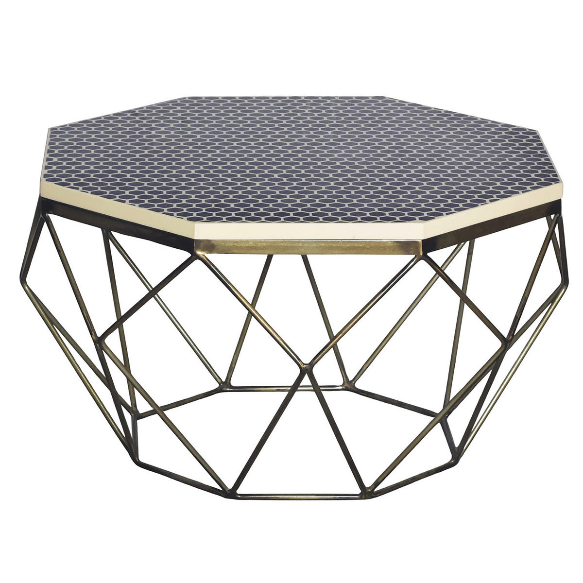 COUCHTISCH DIAMOND Eisen rechteckig Schwarz|Weiß 69cm - Schwarz/Weiß, Kunststoff/Metall (69/69/39cm) - riess-ambiente