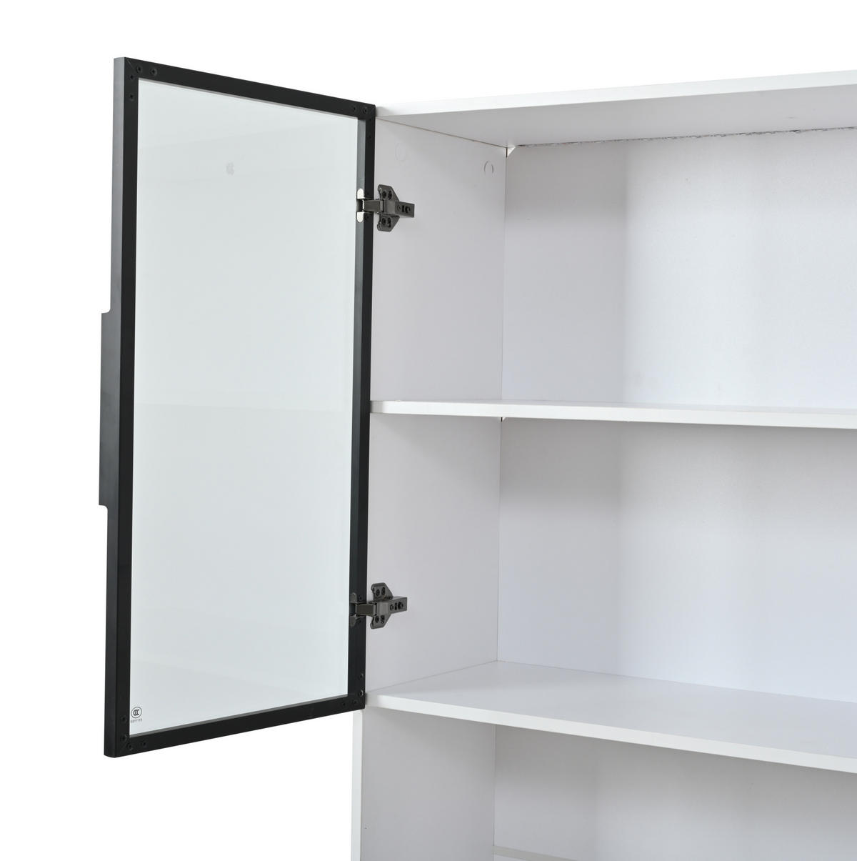 VITRINE 120/34/200 cm weiß aus MDF und Glas mit LED und 6 Türen - Weiß, Holzwerkstoff (120/200/34cm) - OKWISH
