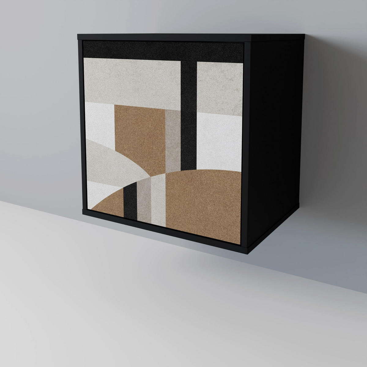 SIDEBOARD DELICATE MEMENTO, Schwarz, 57,5x42x75,5 cm, Goldfarbene Metallfüße - Goldfarben/Multicolor, Holzwerkstoff/Metall (57.5/75.5/42cm) - SpaceRebels