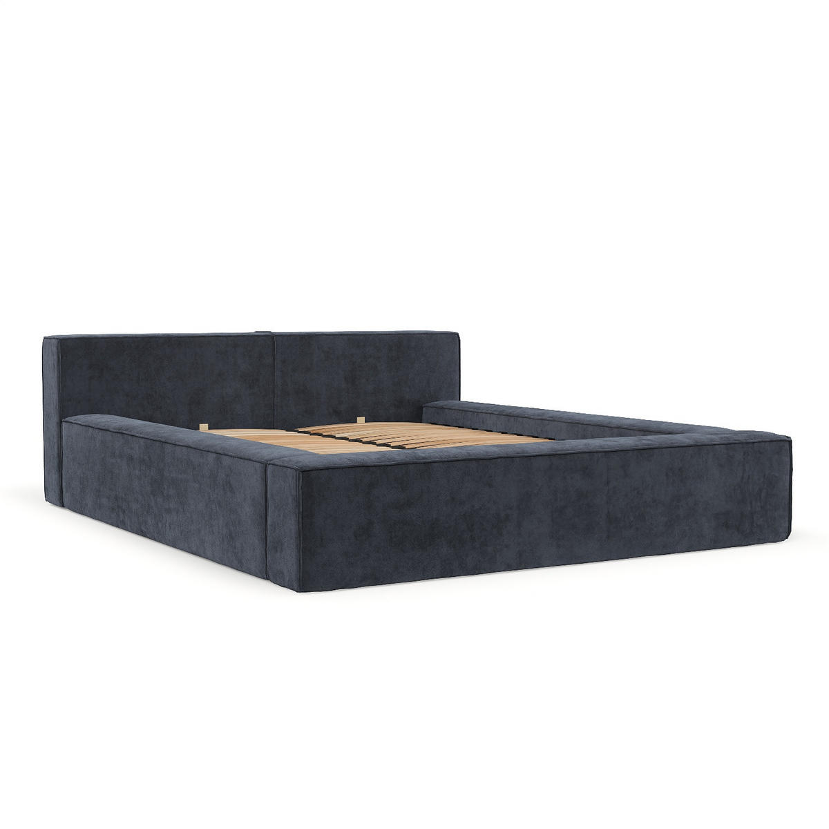 POLSTERBETT Casto mit Stauraum 160/200 cm Dunkelblau im Terra NW Stoff - Blau/Schwarz, Holz/Holzwerkstoff (160/200cm) - AltaBeds