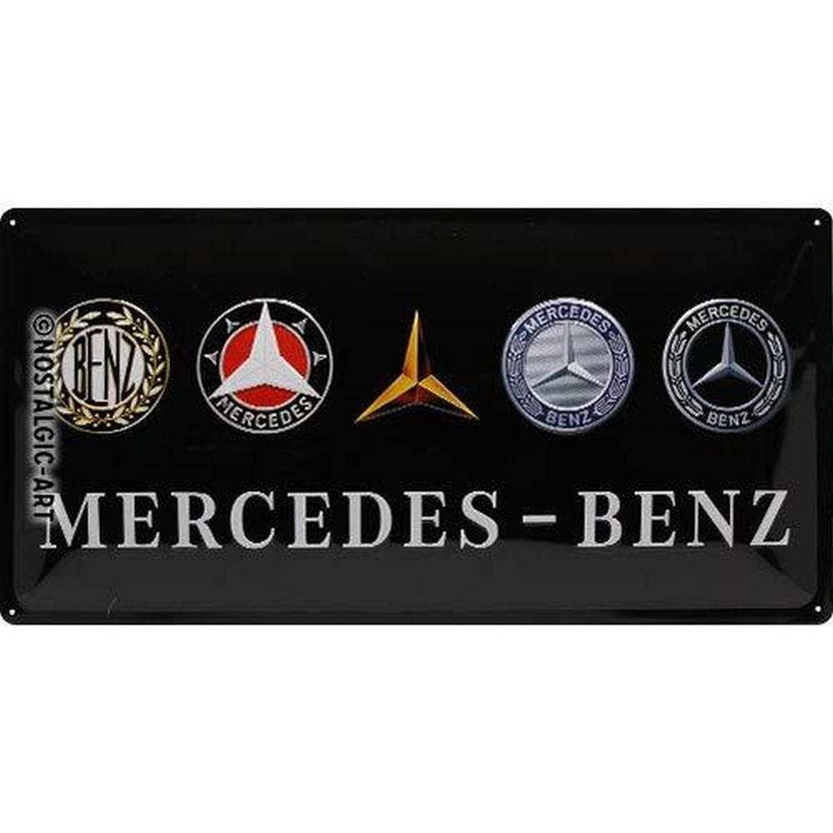 BLECHSCHILD 25/50 cm Mercedes-Benz Logo Evolution - Multicolor, Metall (50/25/1cm) - Nostalgic-Art