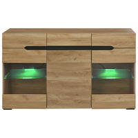 SIDEBOARD LED Modern 3 Türen 3 Schubladen Stauraum Wohnbereich - Eichefarben, Holzwerkstoff (35/80/140cm) - FLIEKS