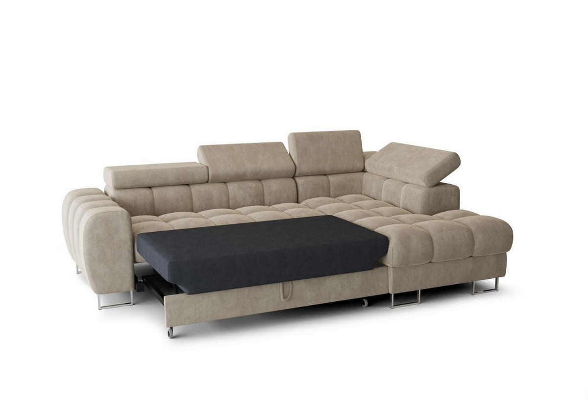 ECKSOFA Bastien Mit Schlaffunktion - Hellgrau, Holzwerkstoff/Textil (260/170cm) - Fun Möbel