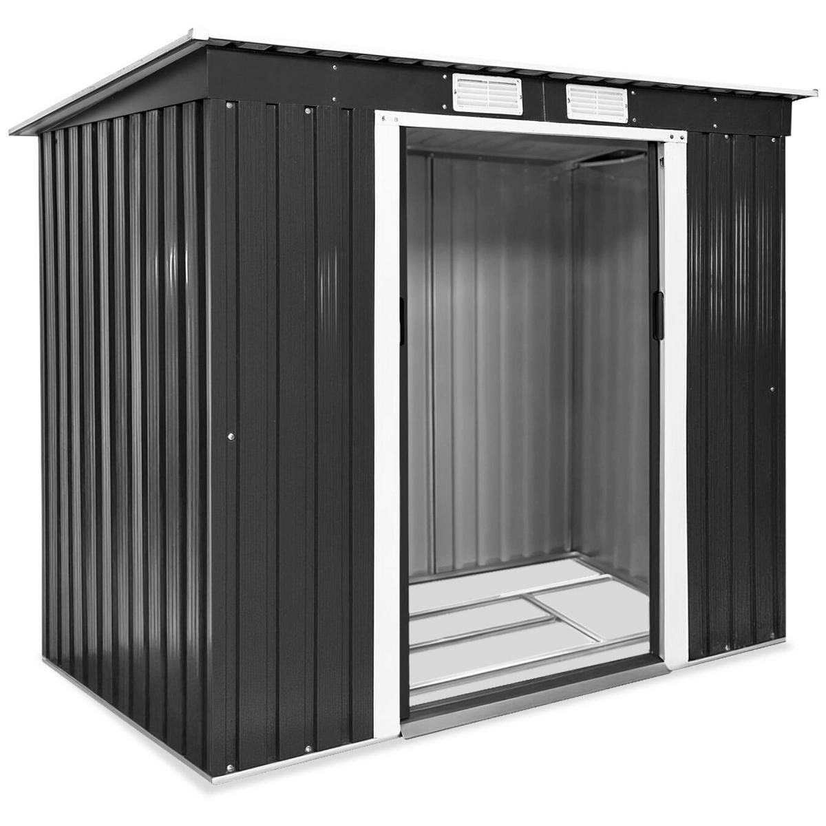 GARTENHAUS mit Pultdach, 213 x 130 x 173 cm, grau/weiß - Weiß/Grau, Metall (130/173/213cm) - tectake