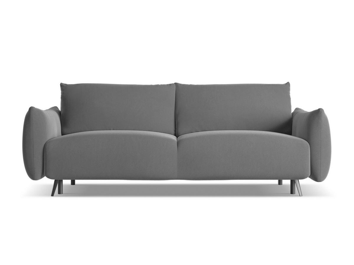 3-SITZER SOFA mit Schlaffunktion Samt Stoff Grau - Schwarz/Grau, Textil/Metall (230/86/105cm) - Makamii