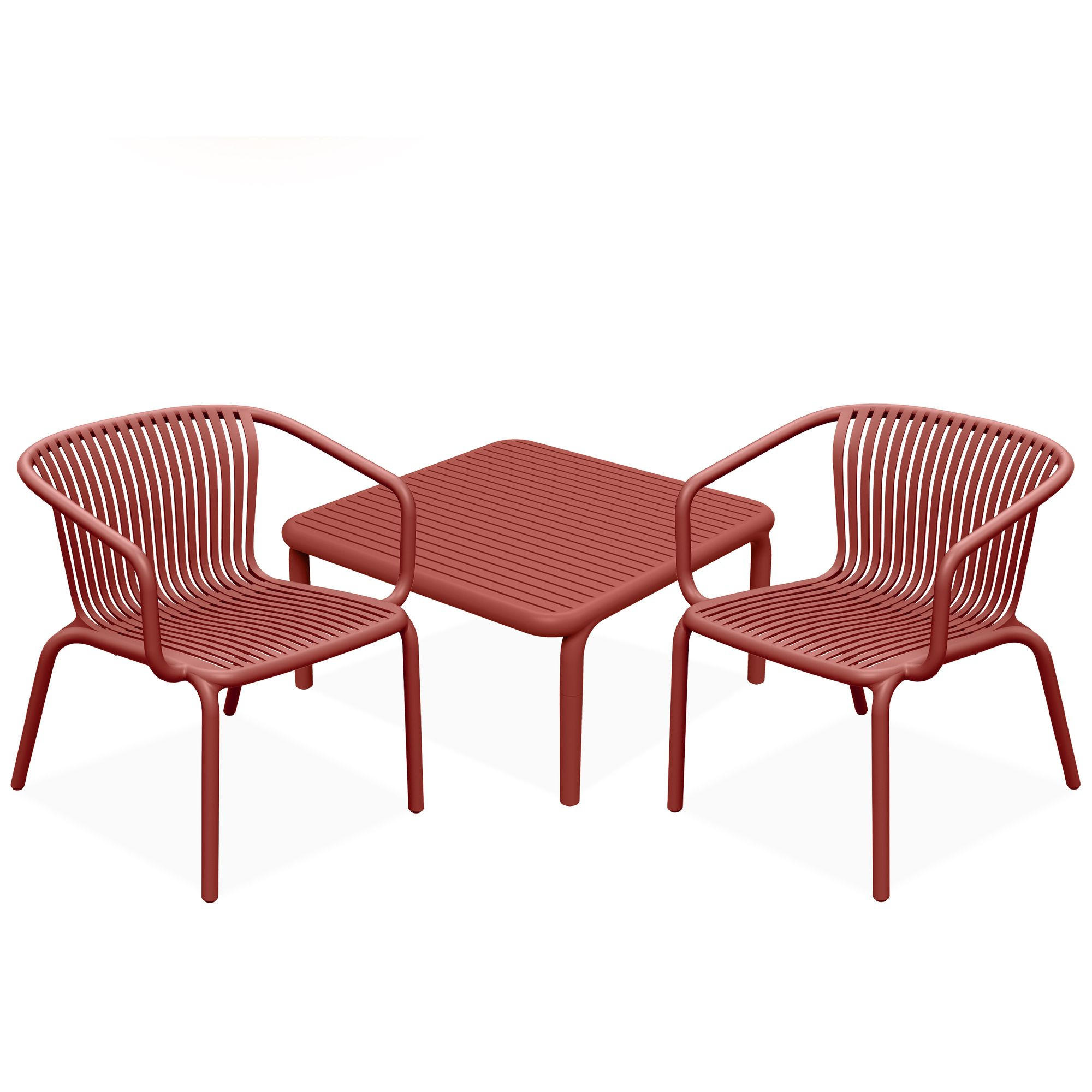 GARTEN ESSGRUPPE FICCARI, Gartenmöbel-Set 3-tlg, Rot - Rot, Kunststoff - KONSIMO®