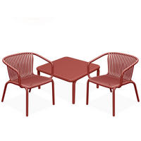 GARTEN ESSGRUPPE FICCARI, Gartenmöbel-Set 3-tlg, Rot - Rot, Kunststoff - KONSIMO®