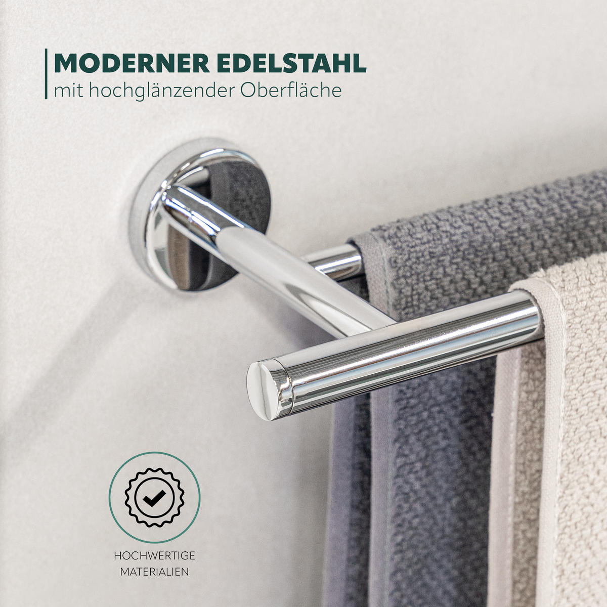 BADETUCHSTANGE LUCENTE, Edelstahl verchromt - Chromfarben, Metall (69/6/13.5cm) - bremermann