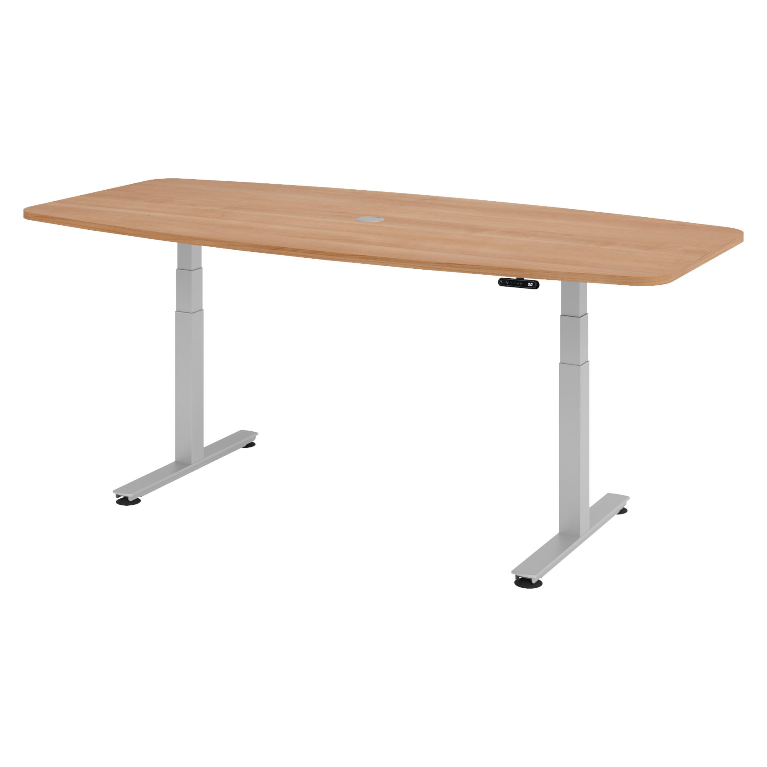KONFERENZTISCH elektrisch XDSM22 103/220/74 cm in Nussbaumfarben/Silberfarben - Silberfarben/Nussbaumfarben, Holzwerkstoff (103/220/74cm) - bümö