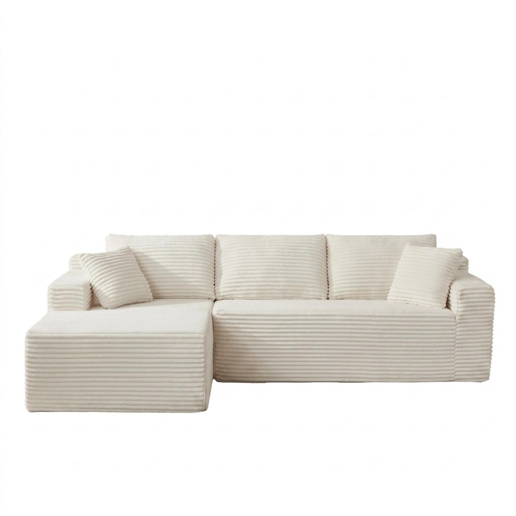 ECKSOFA 252.5/163/65 cm Weiß mit Chaiselongue, Linke Seite - Weiß, Textil (252.5/163cm) - Oxeza
