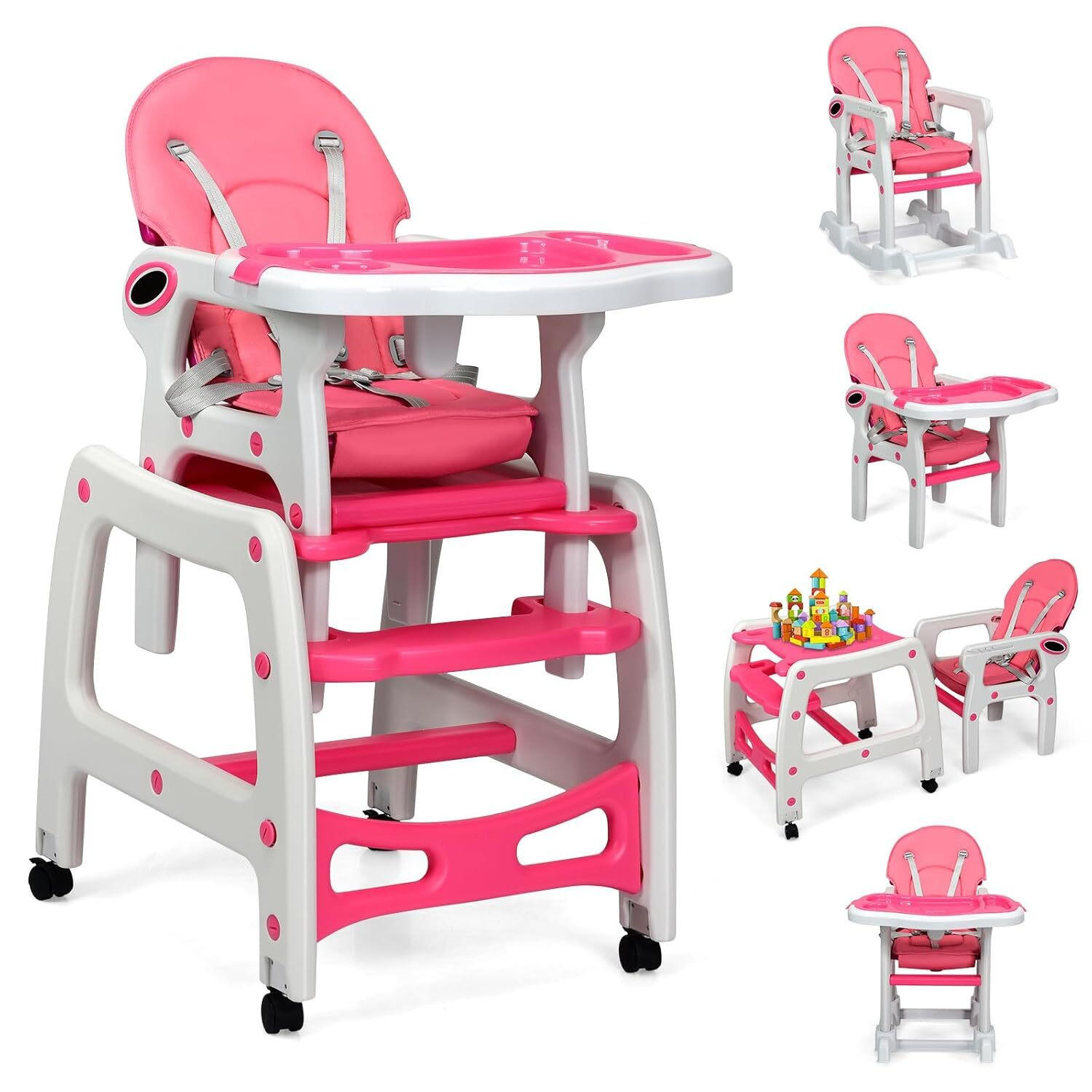 BABYHOCHSTUHL Pink - Pink, Kunststoff (51/104/62cm) - COSTWAY