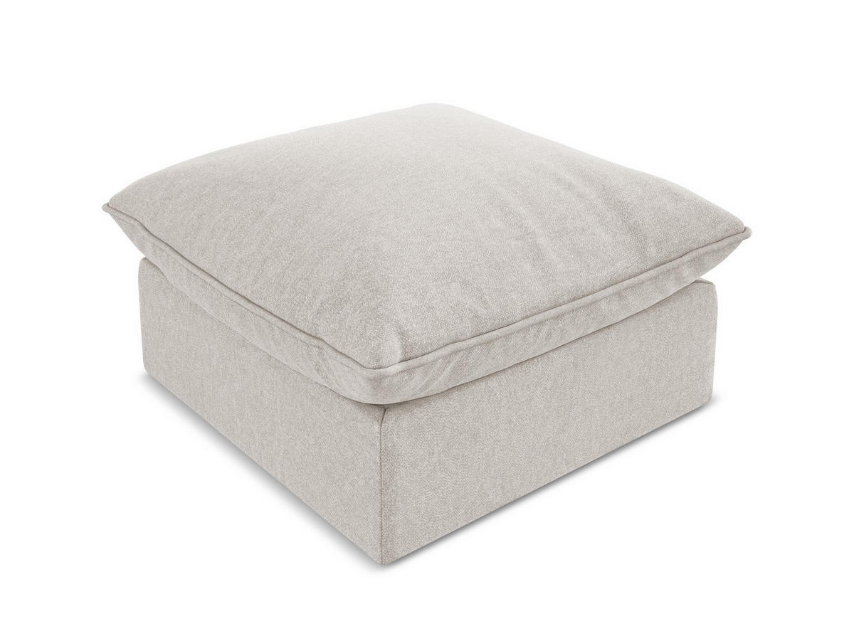 POUF Samt Stoff Beige - Hellbraun/Schwarz, Holzwerkstoff/Kunststoff (75/45/75cm) - Makamii