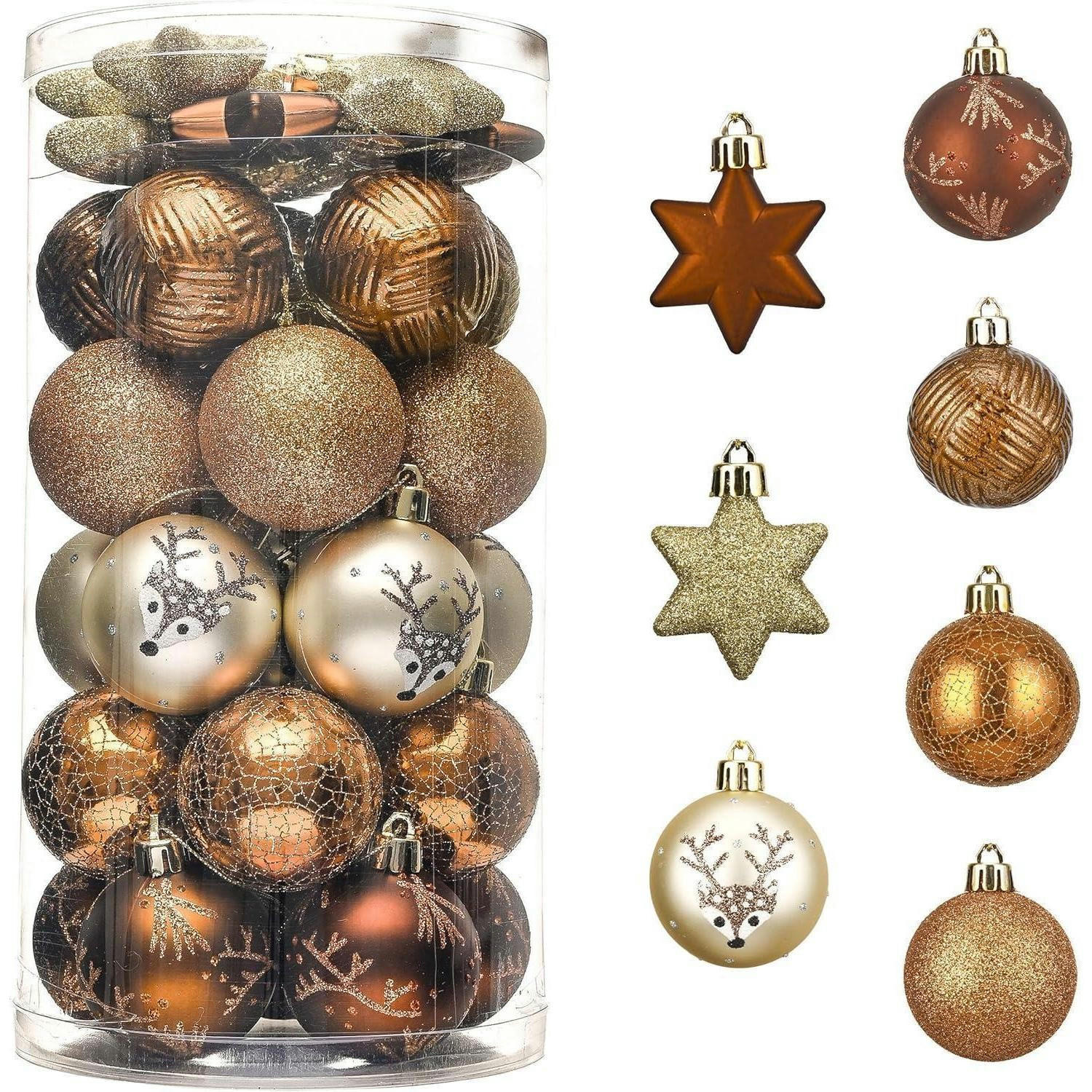 WEIHNACHTSKUGELN 35-teiliges Set 5 cm Kunststoff Kupfergold Bronze - Multicolor, Kunststoff (5/5/5cm)