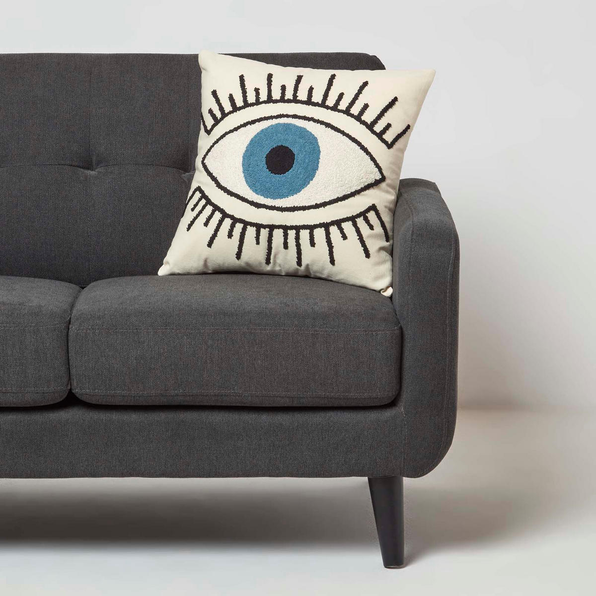 DEKOKISSEN Eye See You 45/45 cm getuftet - Creme, Textil (45/45cm) - Homescapes