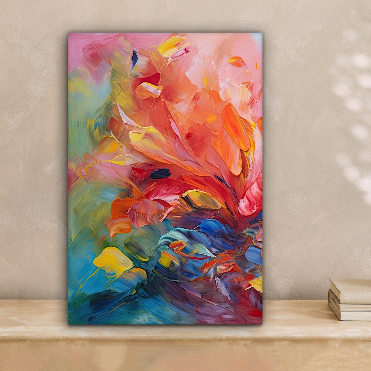 LEINWANDBILD Ölgemälde - Kunst - Abstrakt - Farbenfroh 20x30 cm - Altrosa, Textil (20/30cm) - MuchoWow