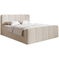 BOXBETT Cloudy II mit Bettkästen und Topper Bouclé Hellbeige, 200x200 cm - Ecru/Schwarz, Kunststoff/Textil (200/200cm) - Selsey
