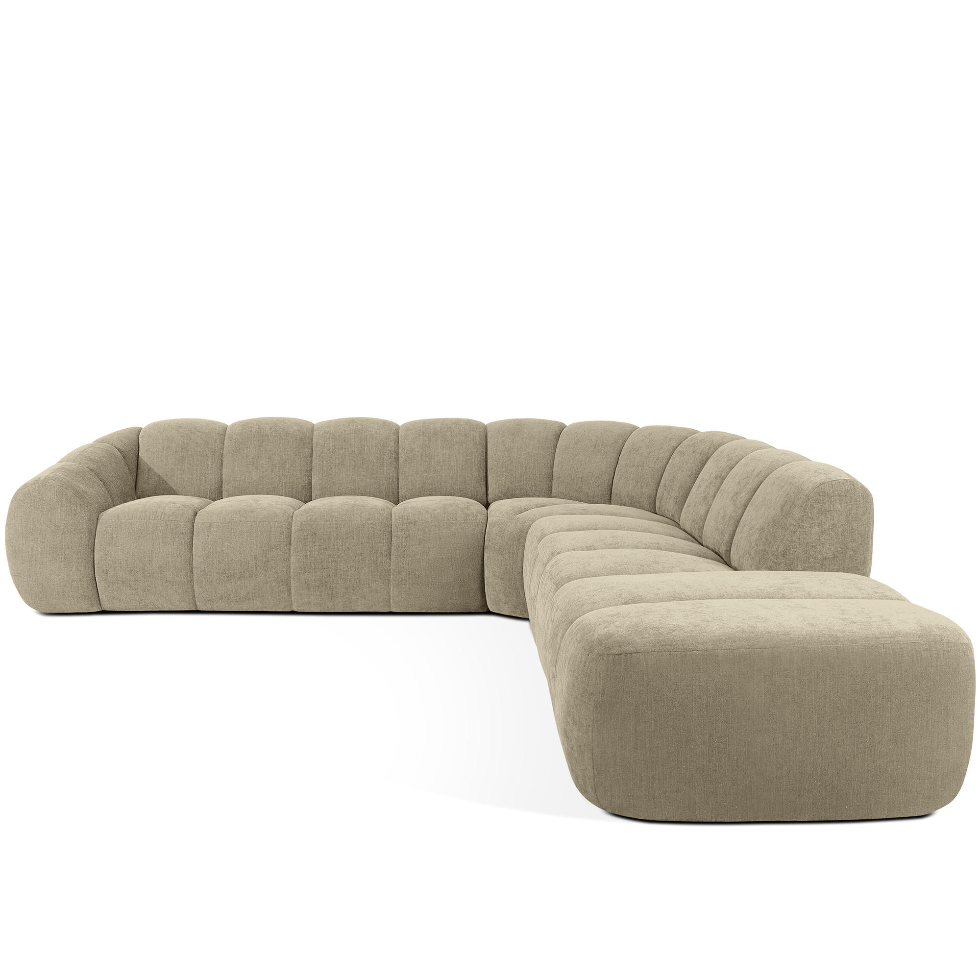 ECKSOFA RECHTS FLAVA, Sandfarben - Sandfarben, Holz/Holzwerkstoff (310/314cm) - KONSIMO®