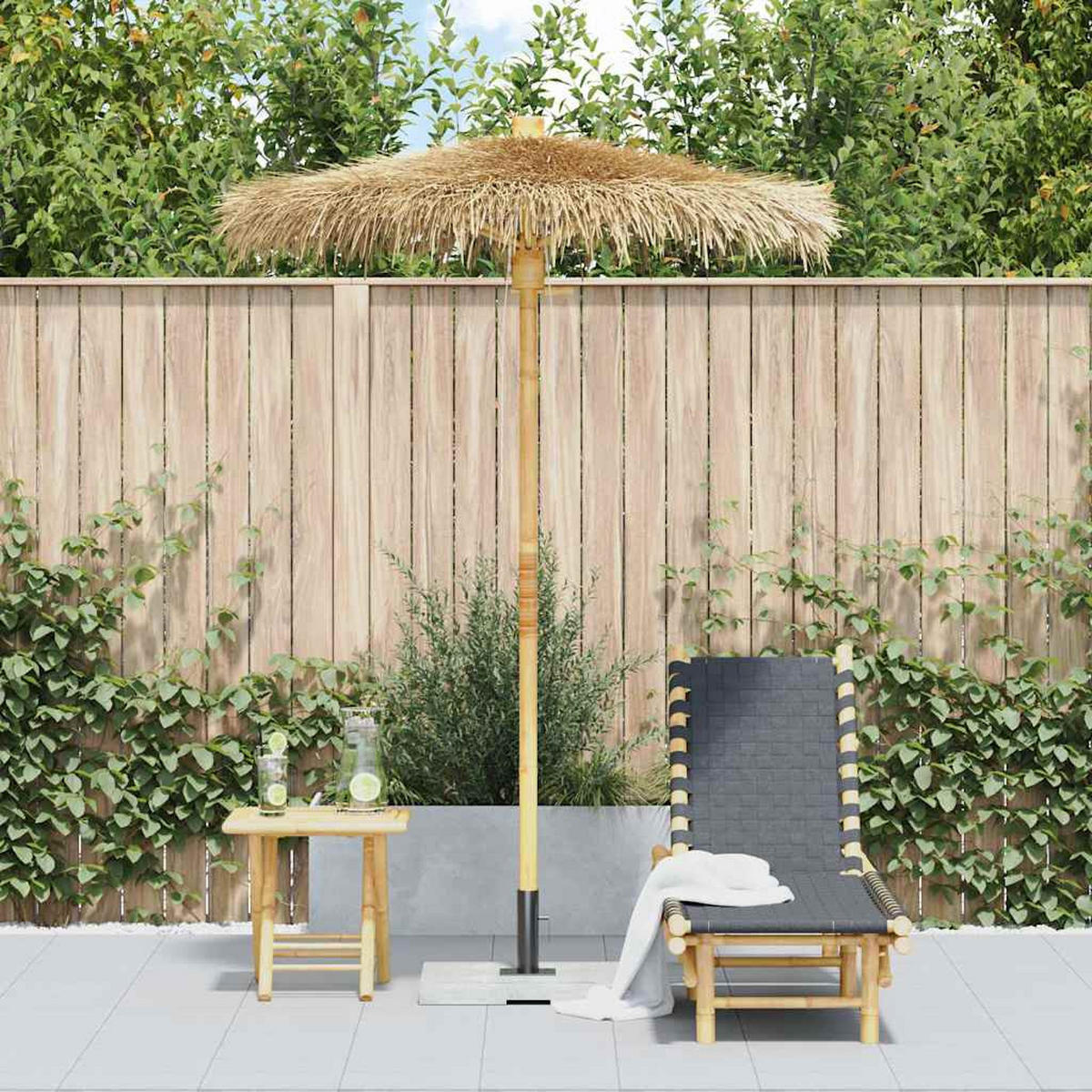TIKI-SCHIRM Mit Bananenblatt-Dach 150 Cm Bambus - Braun, Naturmaterialen (150/150cm) - vidaXL