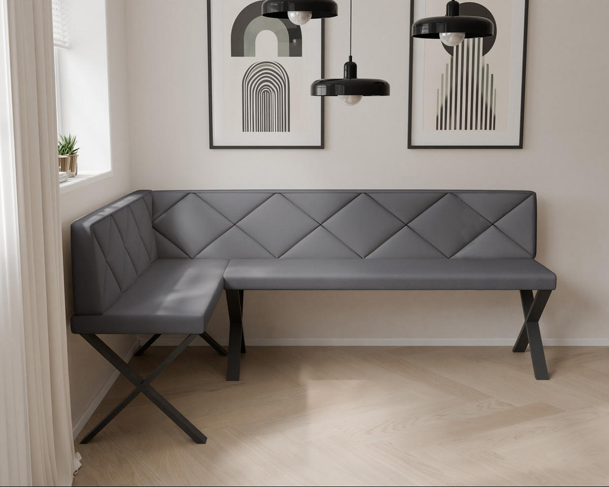 ECKBANK links VERO X Kunstleder gesteppt, 128/168 cm Dunkelgrau - Dunkelgrau, Kunststoff/Textil (128/168cm) - Idohome