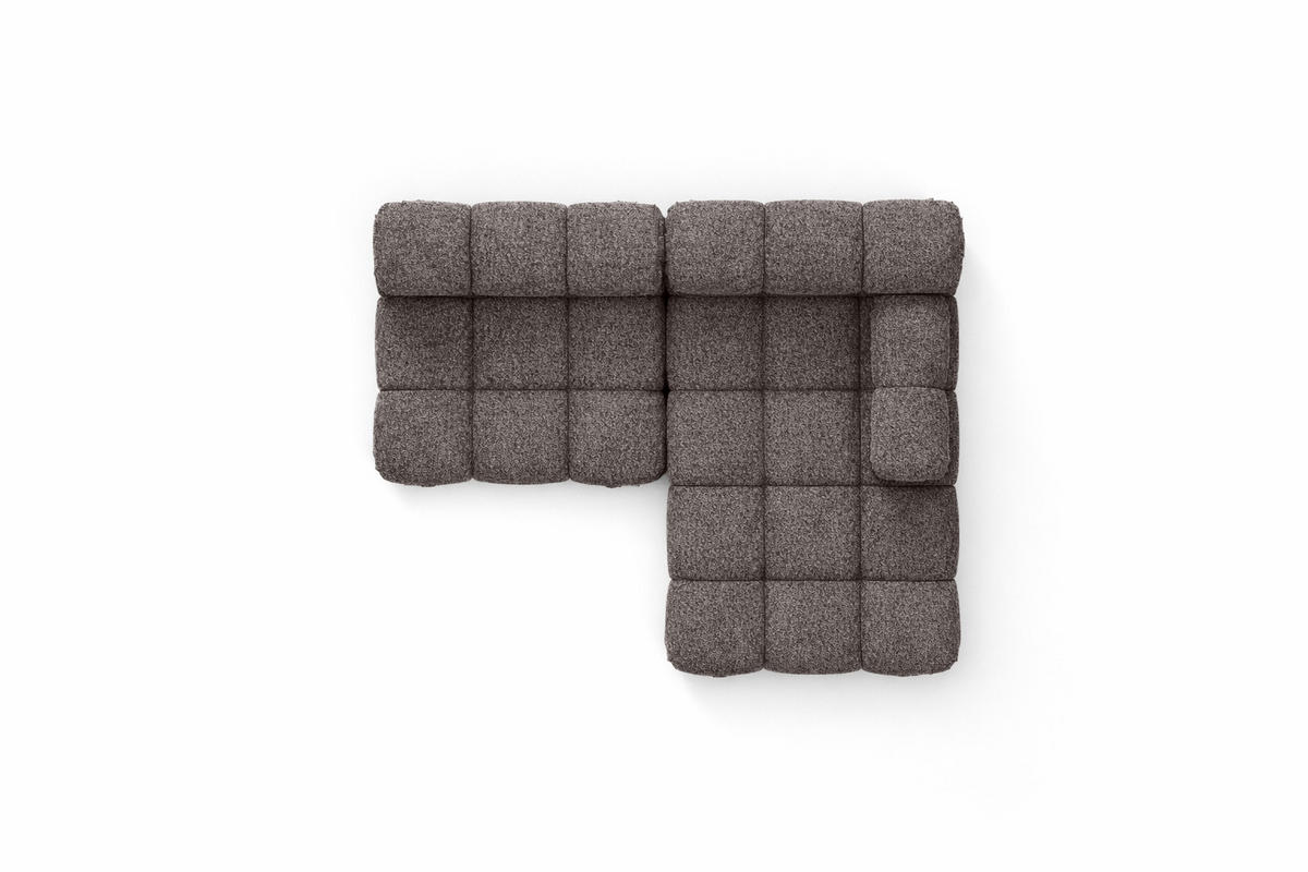 ECKSOFA L-Form Mini II Modular, Bouclé-Stoff Abriamo, Braun, Rechts, Selia - Braun, Holz (190/160cm) - Kaiser Möbel