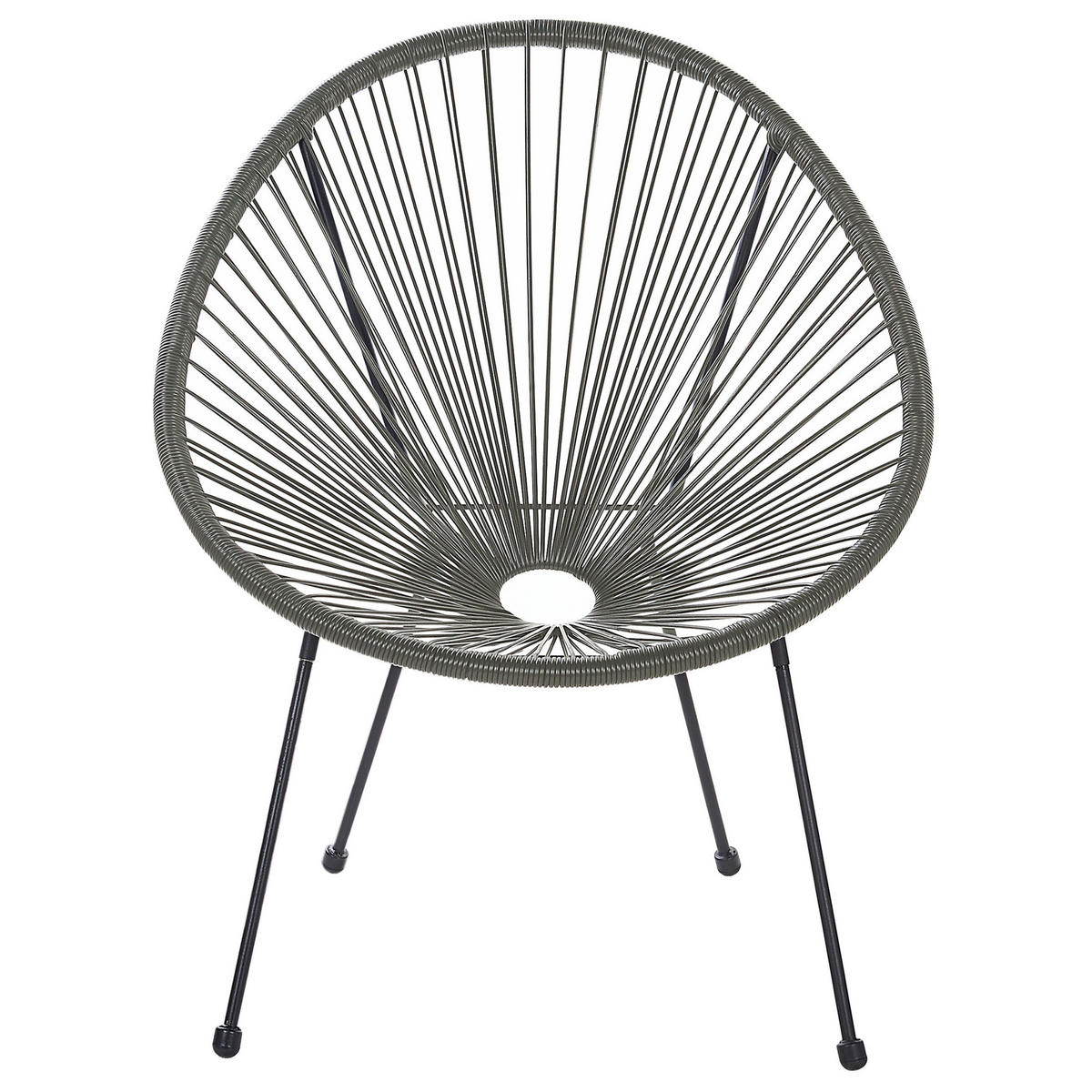 RATTANSTUHL 2er-SET Kunststoff dunkelgrau 70 cm Acapulco II - Dunkelgrau/Schwarz, Kunststoff (70/87/90cm) - Beliani