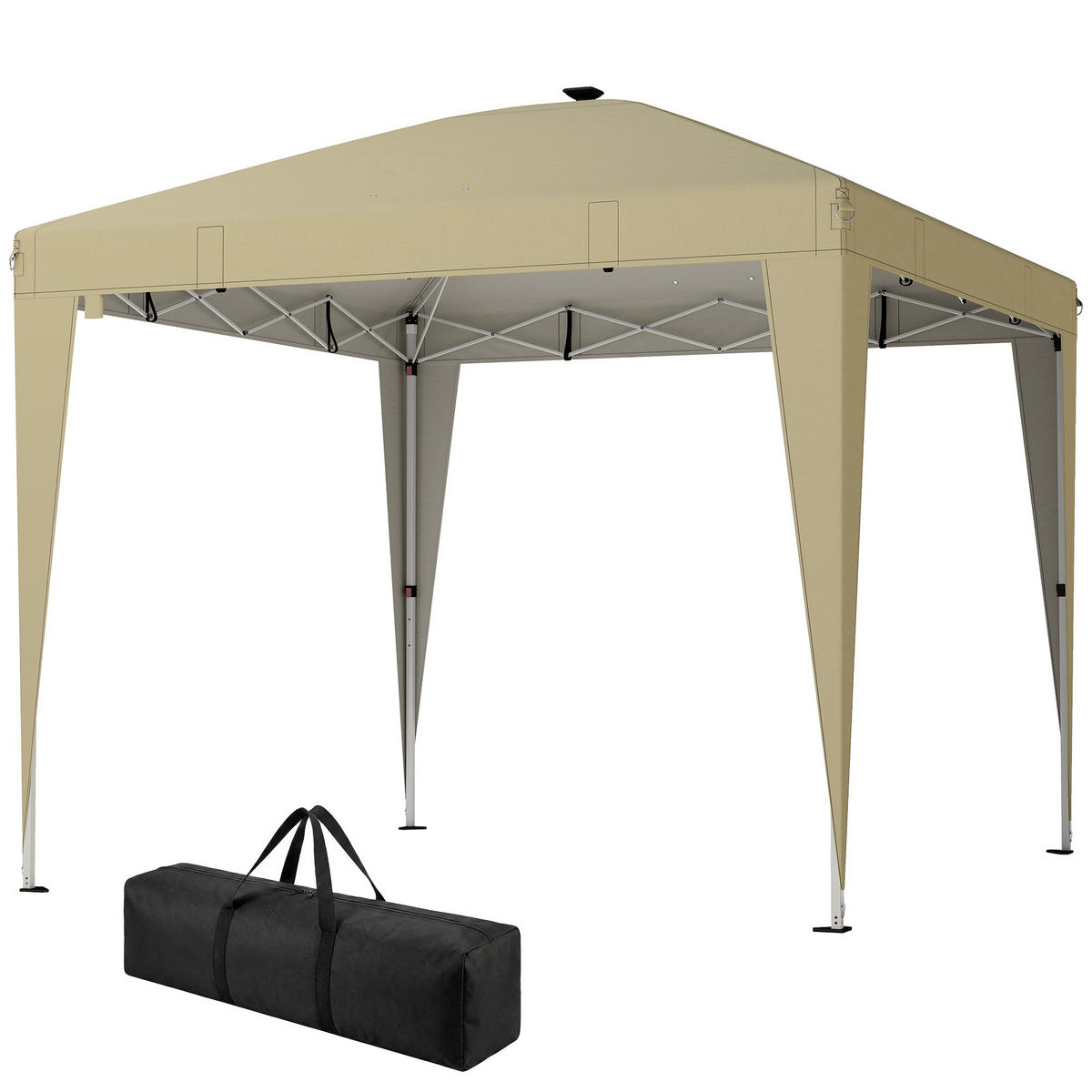 PAVILLON DE-14066 mit Beleuchtung, höhenverstellbar, Fernbedienung Creme - Creme, Metall (297/288/297cm) - ComfortXL