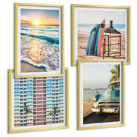 BILDER SET 4er Set - 50x50 cm & 40x60 cm Goldrahmen - Sonnenuntergang in Miami - Goldfarben, Kunststoff (50/50cm) - TULUP