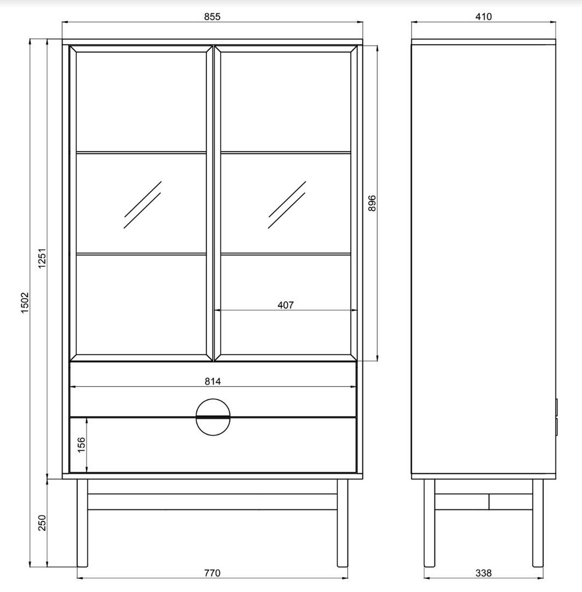 VITRÍNA Stoon II biela, 85 cm - čierna/biela, kov/kompozitné drevo (85.5/150/41cm) - Selsey