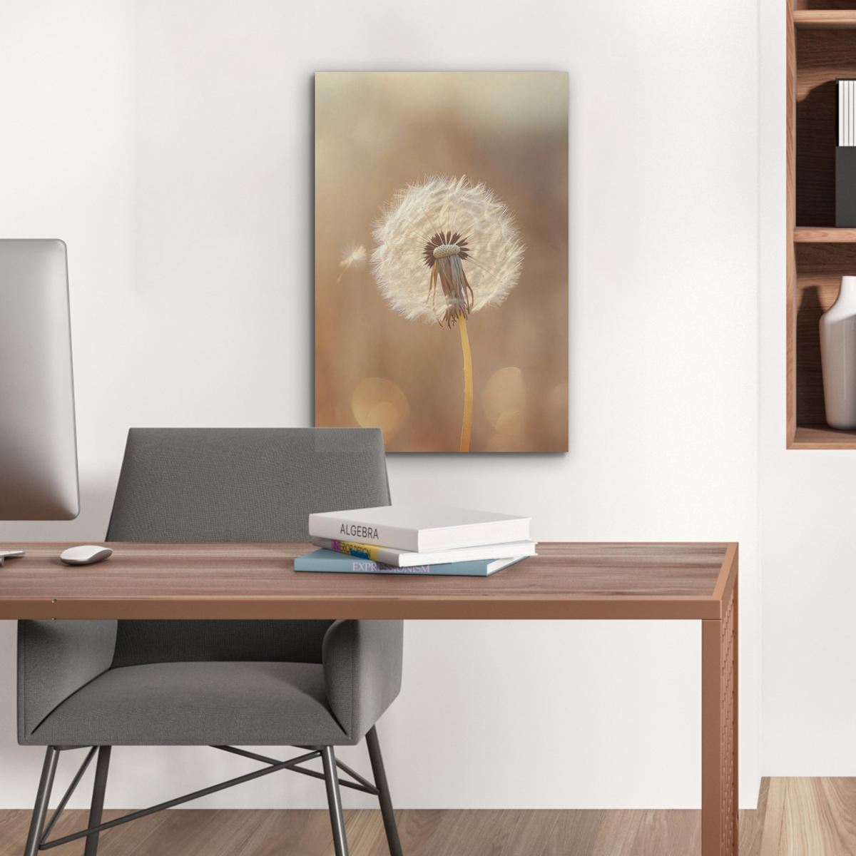 AKUSTIKBILD Löwenzahn - Beige - Natur - Blume Kunstdruck Schlafzimmer 50x70 cm - Hellbraun, Kunststoff (50/70/0.9cm) - MuchoWow
