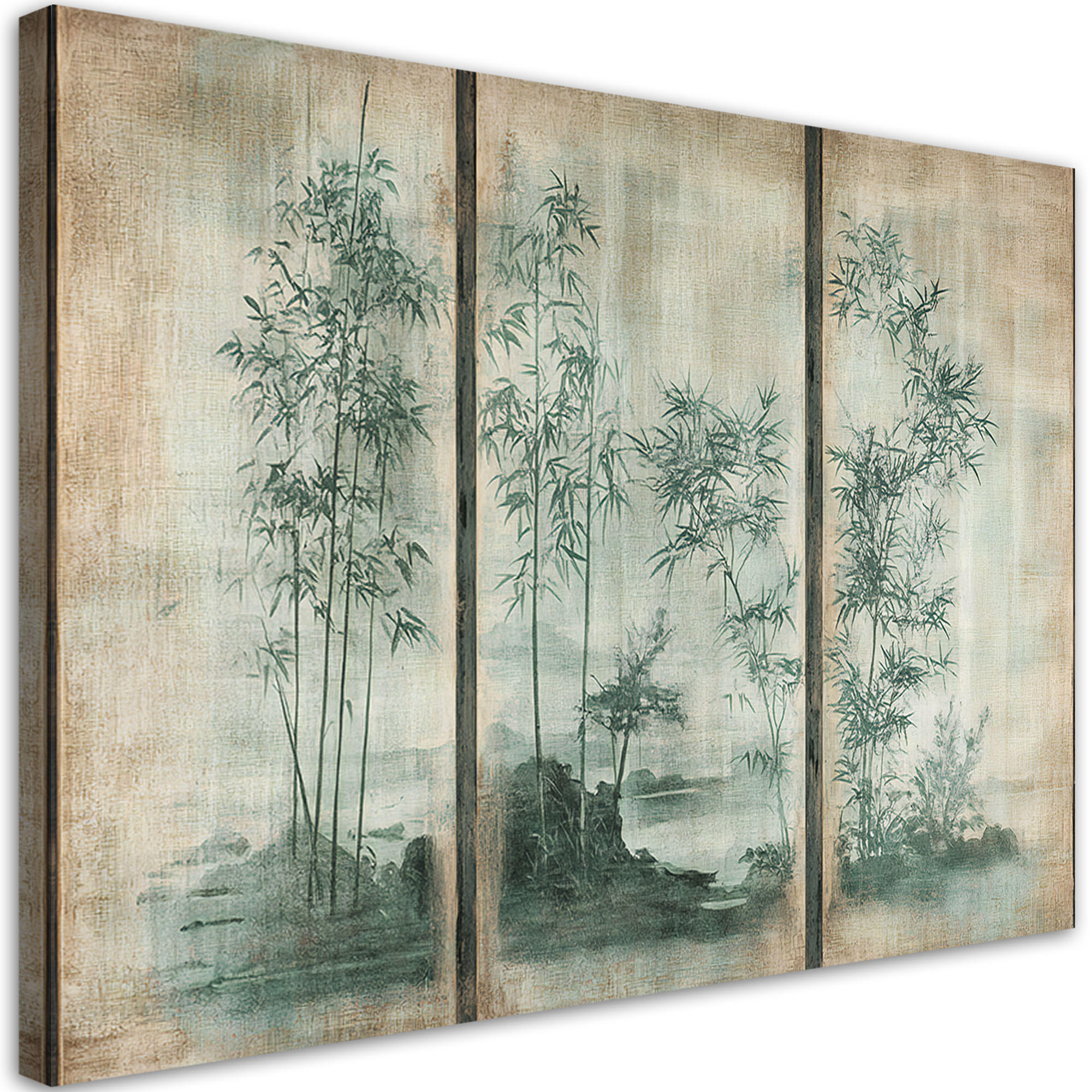 WANDBILD bambussprossen insel grautöne - Beige, Textil (60/40cm) - Feeby