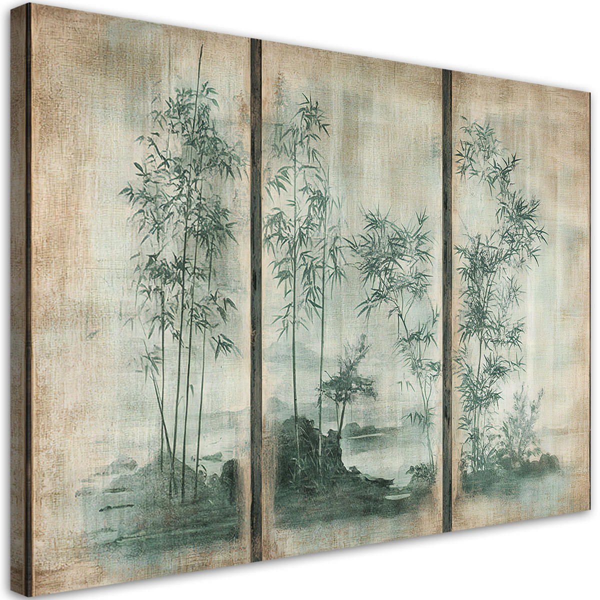 WANDBILD bambussprossen insel grautöne - Beige, Textil (60/40cm) - Feeby