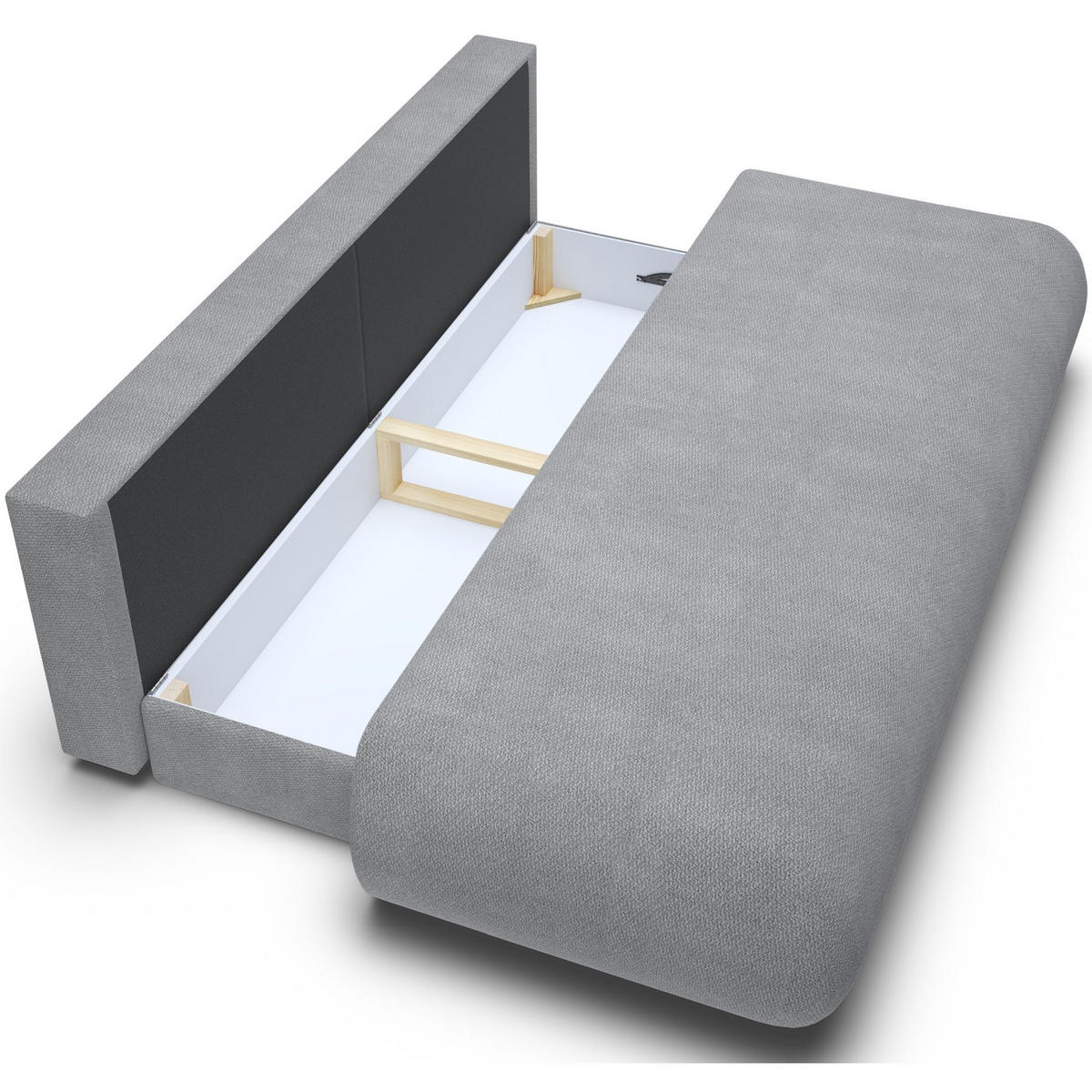 3-SITZER SCHLAFSOFA Grau Chenille - Schwarz/Grau, Kunststoff/Textil (214/74/100cm) - Selsey