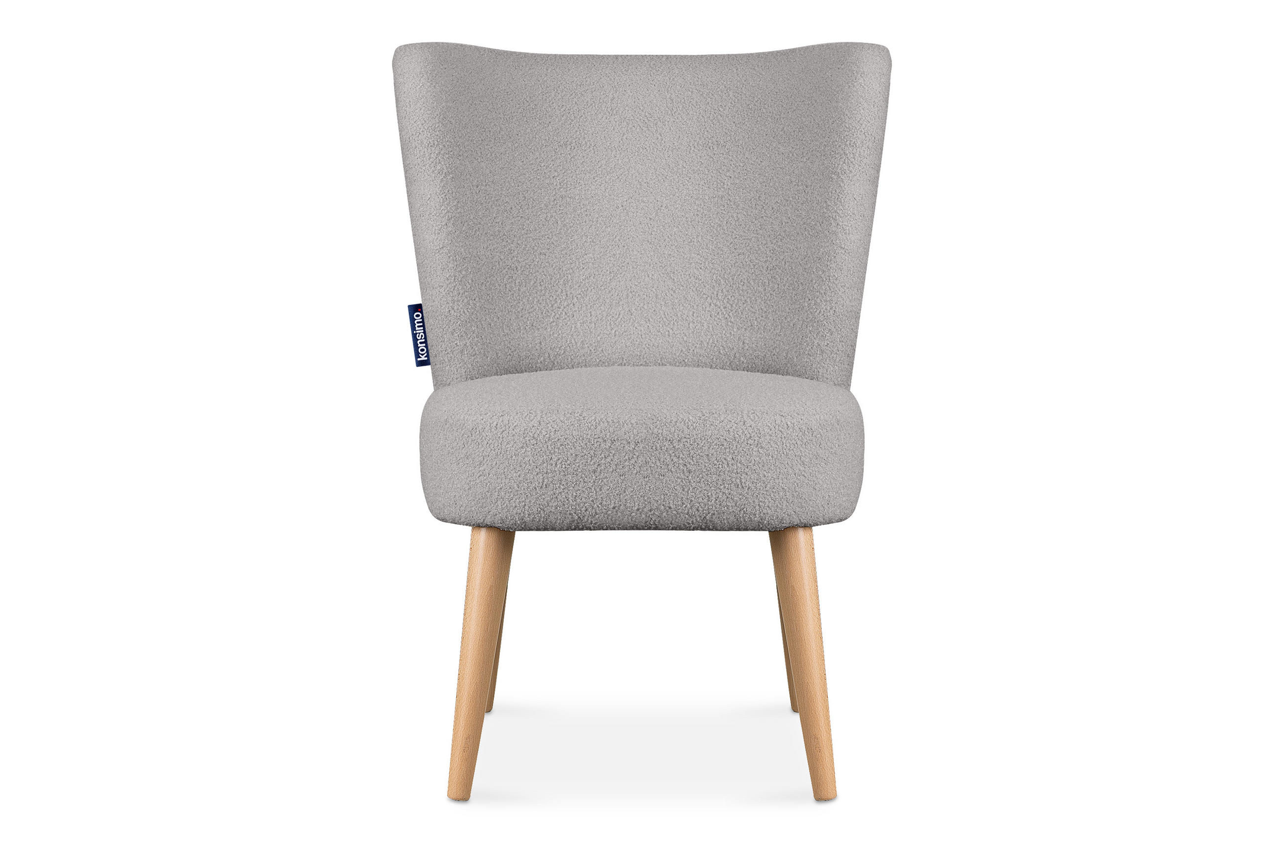 COCKTAILSESSEL APPA auf hohen Beinen aus Buche, aus recyceltem Boucle-Stoff, Hellgrau/Buche Dekor - Buchefarben/Hellgrau, Holz/Textil (63/89/65cm) - KONSIMO®