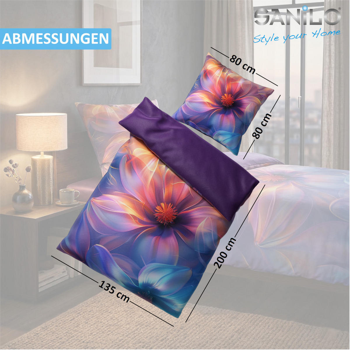 BETTWÄSCHE 4-teilig Nuvana - Schwarz, Naturmaterialien (135/200cm) - Sanilo