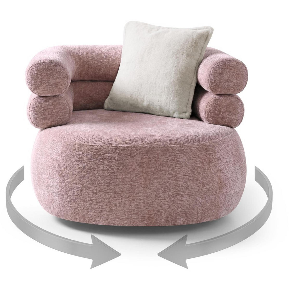 SESSEL Nano, Drehsessel mit runder Form, Rosa - Rosa, Textil (95/75/95cm) - Beautysofa