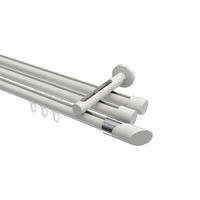 INNENLAUF-GARDINENSTANGEN-SET Siteno Verano 520 cm (geteilt in 4 x 130 cm), 3-läufig, 20 mm Ø Weiß - Chromfarben/Weiß, Metall (520cm) - INTERDECO