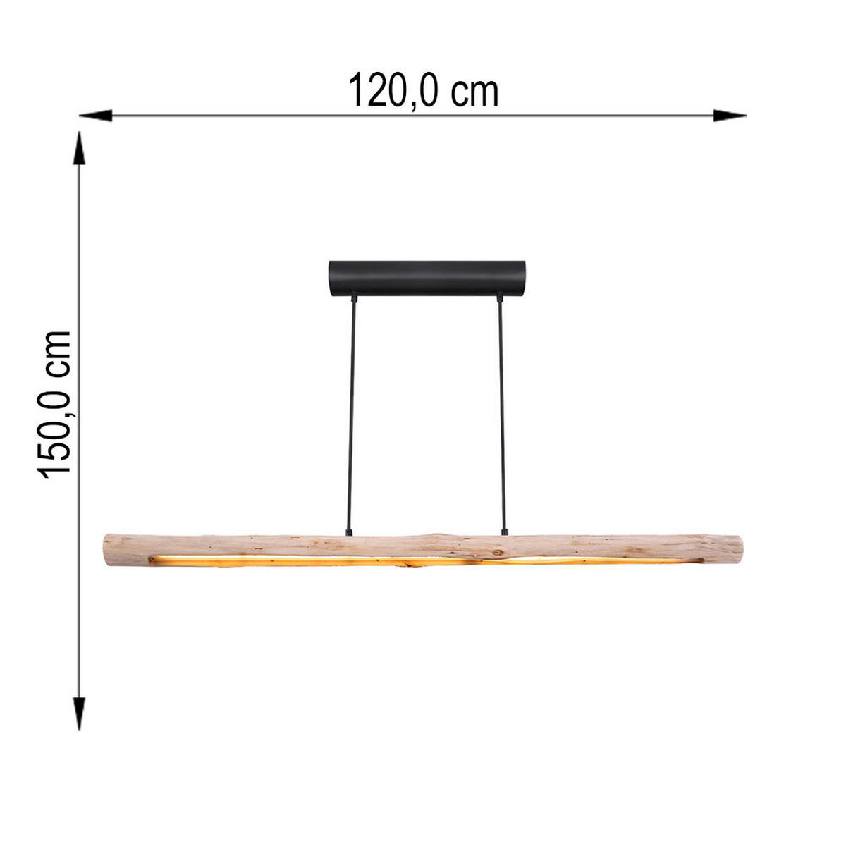 LED HÄNGELEUCHTE Mella - Schwarz, Holz (120/8/150cm) - Globo Lighting