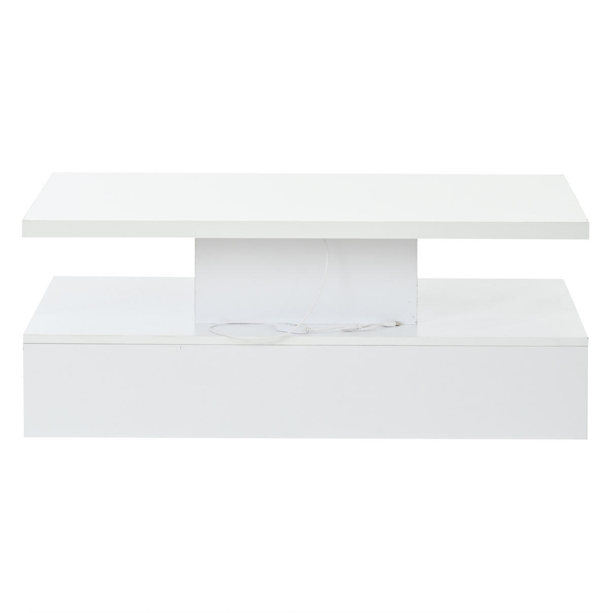 COUCHTISCH 100/50/39 cm Weiß aus Spanplatte mit LED-Lichtleiste - Weiß, Holzwerkstoff (100/50/39cm) - OKMYHOME